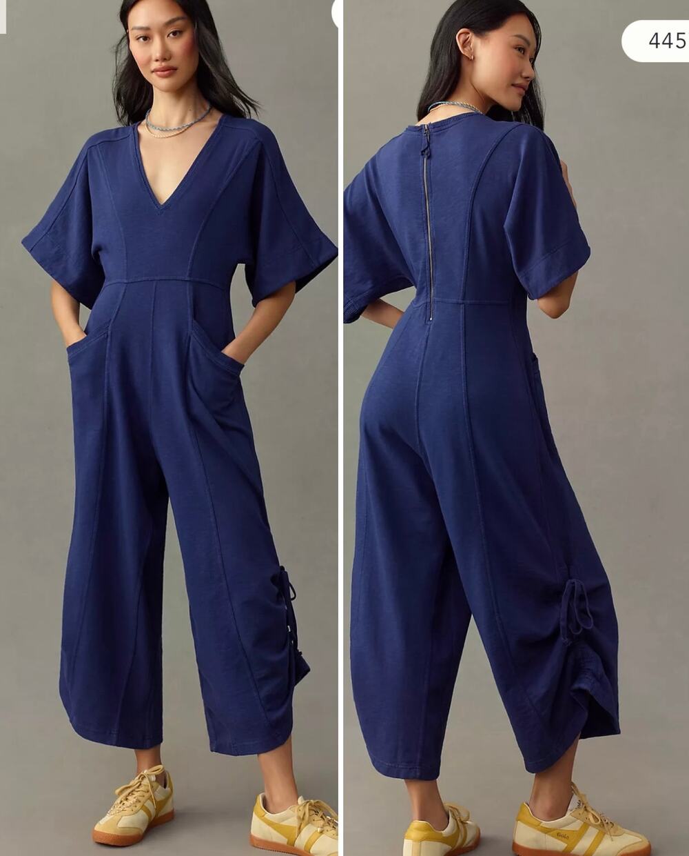 ✨Daily Practice Anthropologie Arta Horizon Wide-Leg Jumpsuit Navy Sz L
